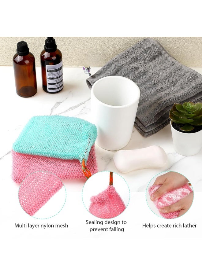 سونسر 2 عبوة كيس صابون بخشونة عميقة، كيس صابون صابون موفر للجيب، إسفنجة استحمام مقشرة للجسم ليفة، إسفنجة حمام مقشرة - Image 4