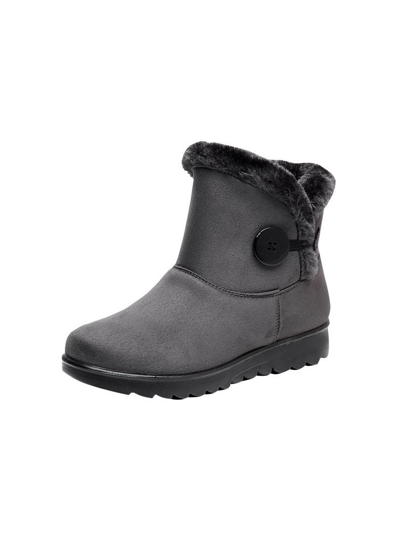 Loquat Women's Cotton Shoes, Warm Cotton Boots Grey