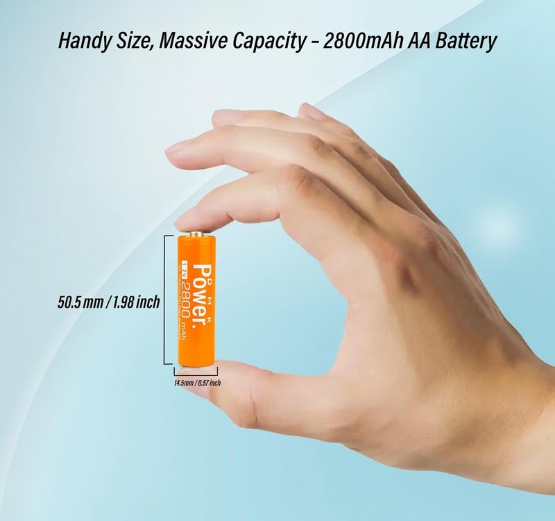 DMK Power Rechargeable AA Batteries,2800mAh High Capacity Batteries 1.2V NiMH Low Self Discharge (ORANGE, 4 PIECES) - Image 5