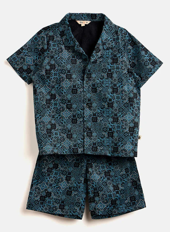 ستايلو بج مجموعة من شورت وقميص رايون مطبوع