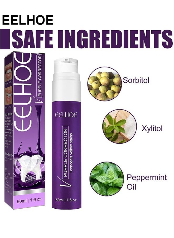 إيلهو معجون أسنان مصحح اللون 50 مل، يستخدم لتبييض الأسنان وتنظيف الأسنان الصفراء ومصحح اللون وإزالة البقع بشكل فعال والعناية بصحة الفم - Image 2