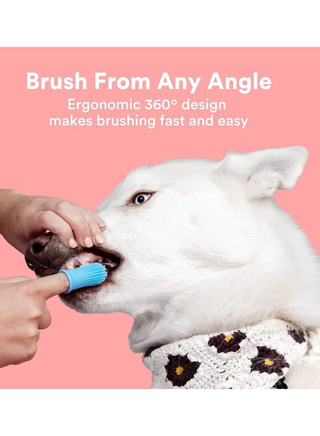 rocooart Dog Toothbrush Set 4-Piece Dog Finger Brushes for Cleaning and Dental Care of Dogs, Cats, Small Dogs, Medium and Large Breeds, Manual Blue - Image 2