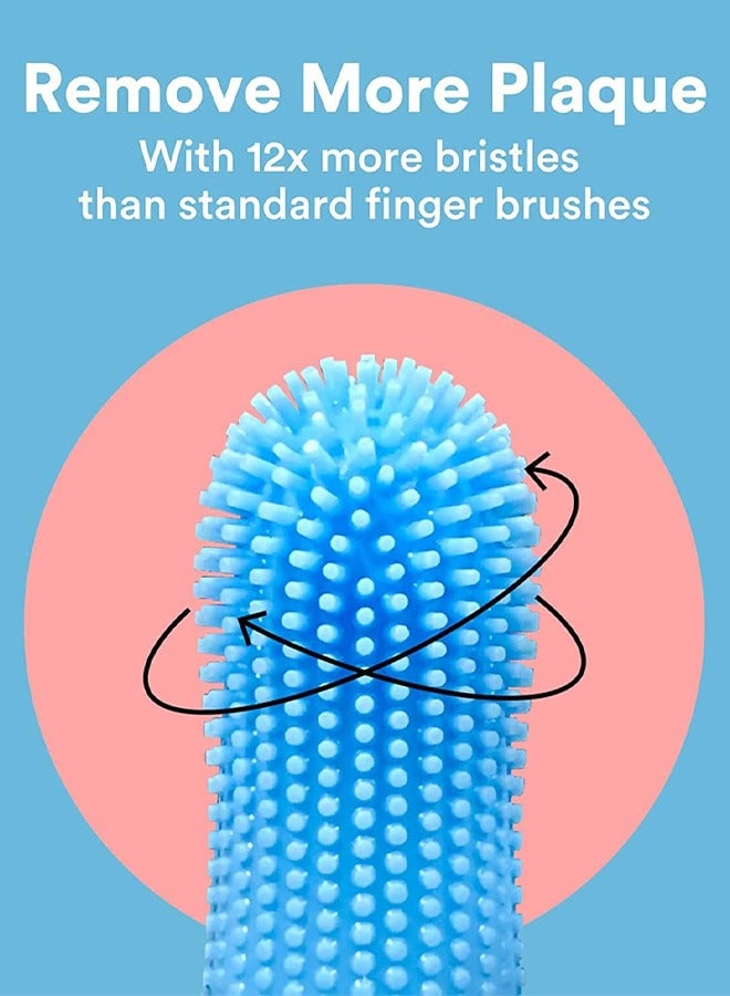 rocooart Dog Toothbrush Set 4-Piece Dog Finger Brushes for Cleaning and Dental Care of Dogs, Cats, Small Dogs, Medium and Large Breeds, Manual Blue - Image 3