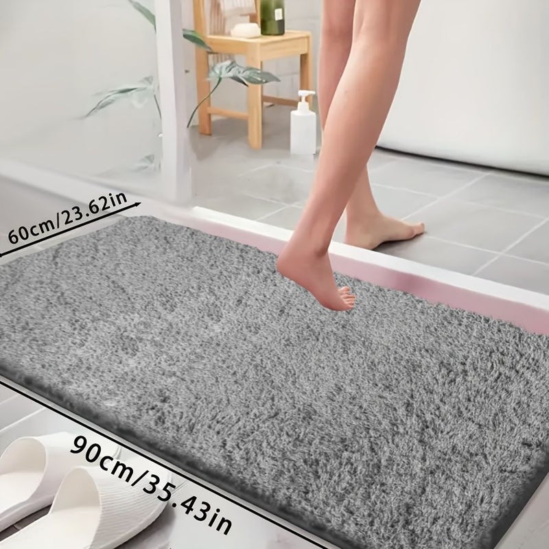 Grey Ultra Soft Bathtub Mat Non Slip Absorbent Bathroom Rug Set Fade Resistant Home Decor - Image 2