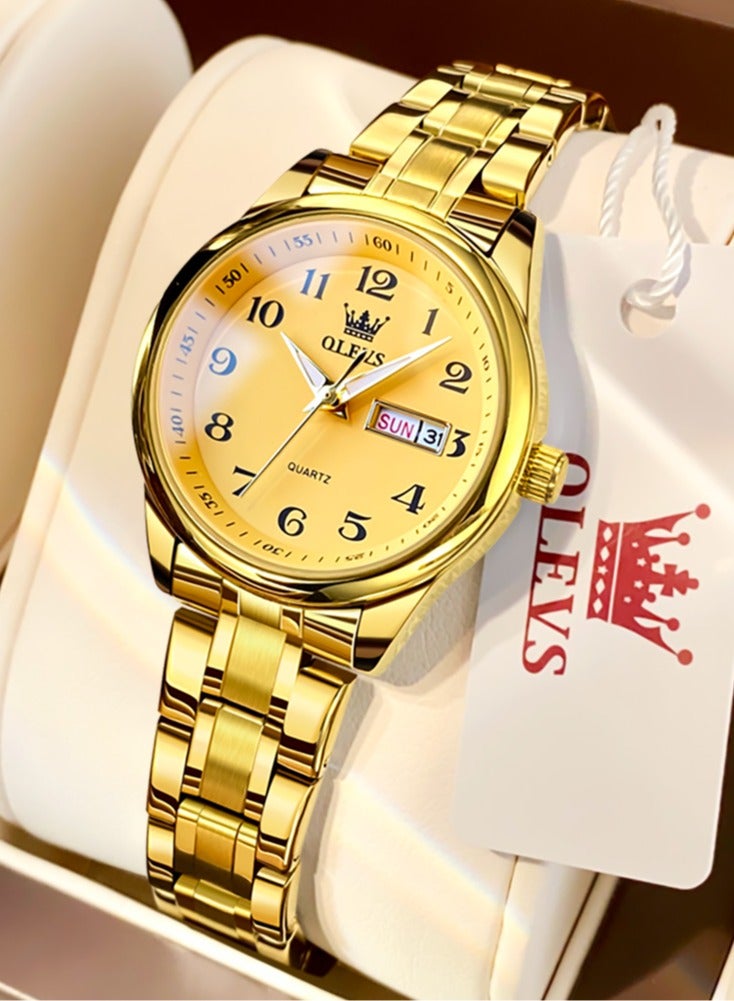 OLEVS Fashion Women's Quartz Watch Stainless Steel Water Resistant Analog Large Easy-to-Read Date Business Ladies Quartz Watch Gold - Image 1