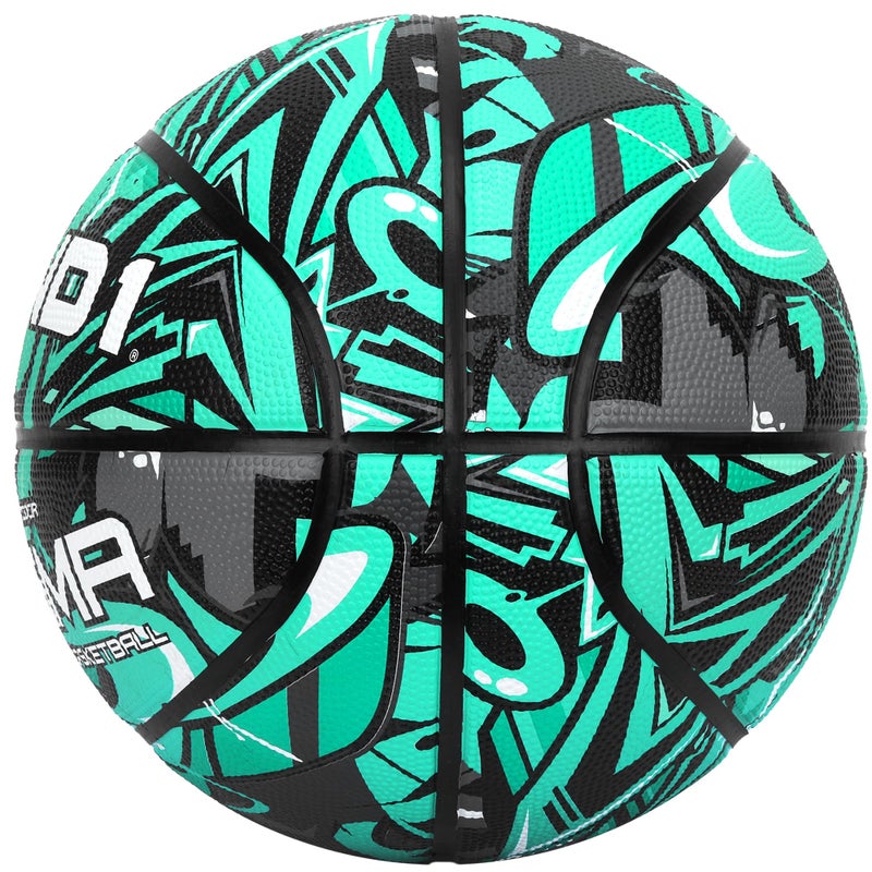 AND1 Enigma Indoor/Outdoor Intermediate Premium Rubber Basketball, Teal and Black, 28.5 in - Image 2