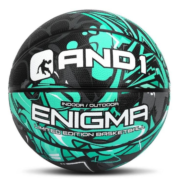 AND1 Enigma Indoor/Outdoor Intermediate Premium Rubber Basketball, Teal and Black, 28.5 in - Image 4