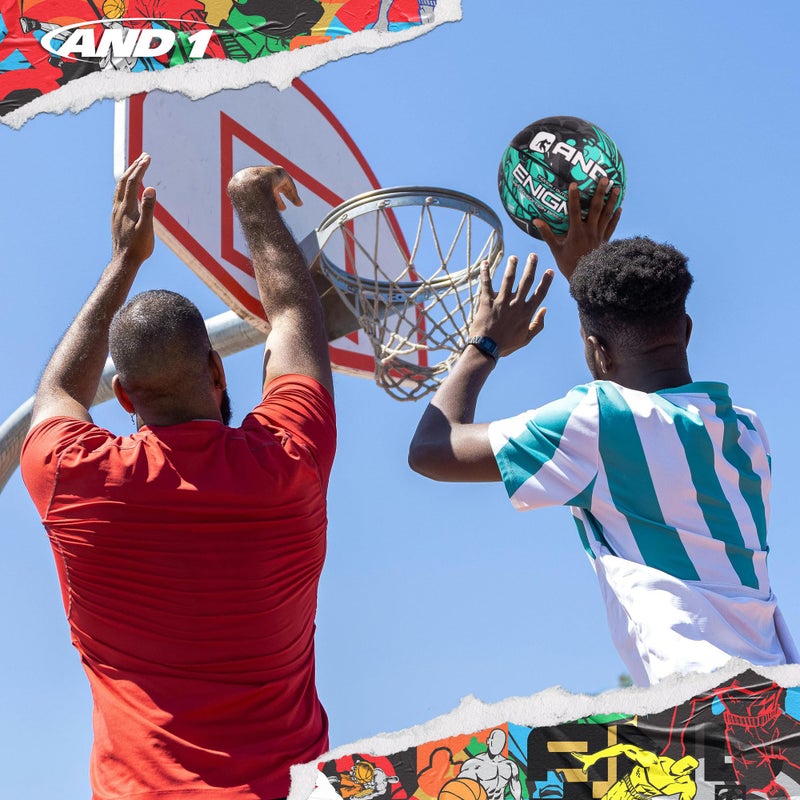 AND1 Enigma Indoor/Outdoor Intermediate Premium Rubber Basketball, Teal and Black, 28.5 in - Image 5