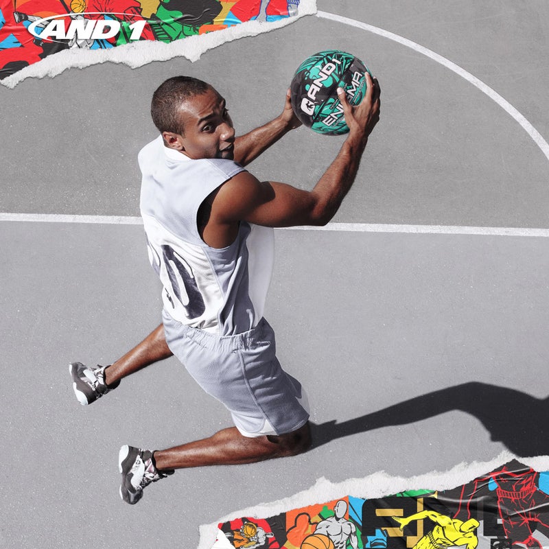 AND1 Enigma Indoor/Outdoor Intermediate Premium Rubber Basketball, Teal and Black, 28.5 in - Image 3