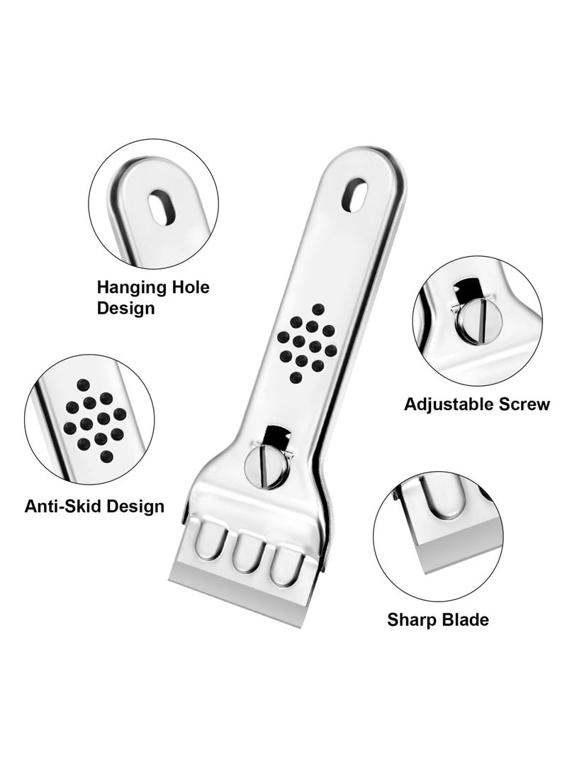 SYOSI Stainless Steel Ceramic Hob Scraper with Locking Retractable Razor Blade, Includes 10 Replacement Blades, Durable Kitchen Scraper for Cleaning Glass, Ceramic, Oven, Cooktop, and Windows (Silver) - Image 2