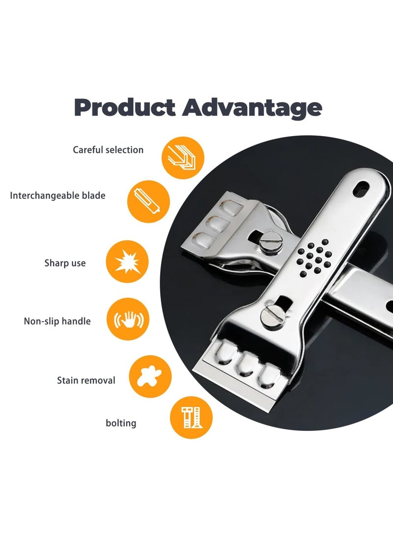 SYOSI Stainless Steel Ceramic Hob Scraper with Locking Retractable Razor Blade, Includes 10 Replacement Blades, Durable Kitchen Scraper for Cleaning Glass, Ceramic, Oven, Cooktop, and Windows (Silver) - Image 5