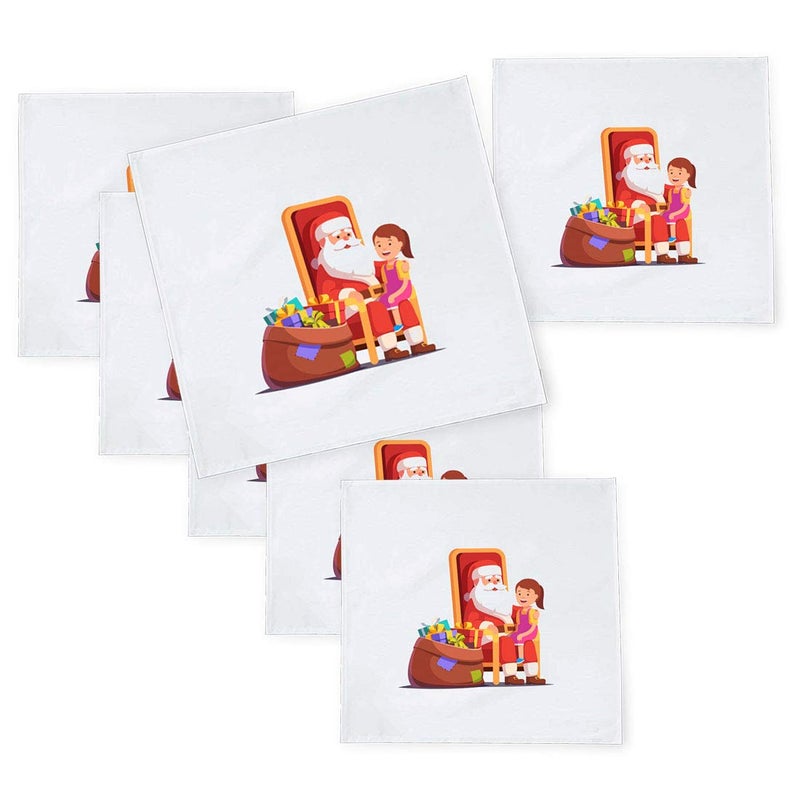 Khakee 6 Pcs Christmas Theme Tafta Silk Table Napkins 10x 10 for Xmas Decoration Christmas OrnamentsChristmas Gift npxmas299P - Image 1