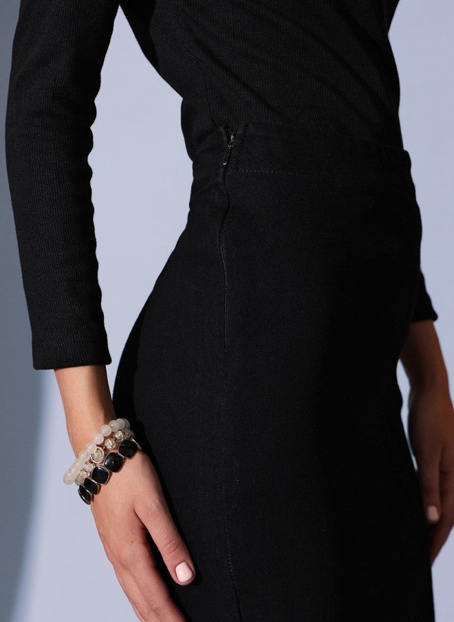 STREET 9 تنورة ماكسي مستقيمة سوداء للنساء - Image 5