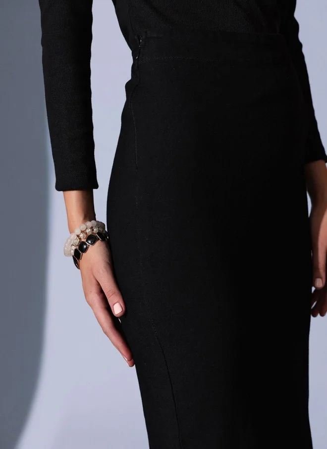 STREET 9  Black Straight Maxi Skirt for Women for Women | Best Price UAE