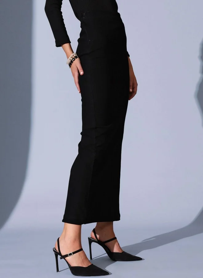 STREET 9 Black Straight Maxi Skirt for Women