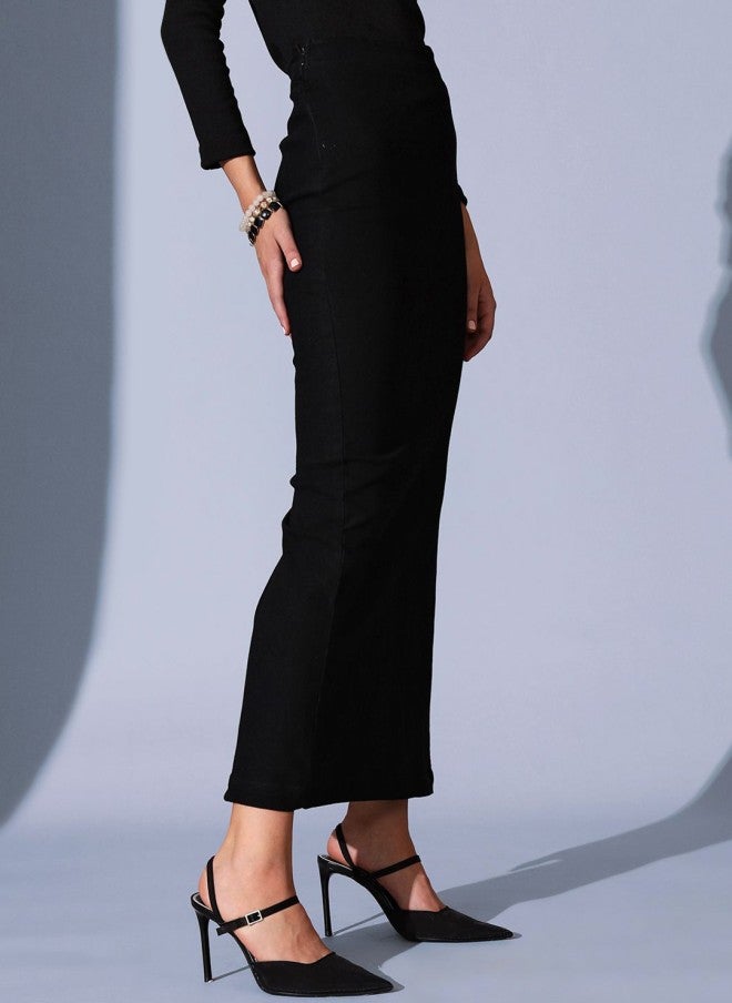 STREET 9 تنورة ماكسي مستقيمة سوداء للنساء - Image 2