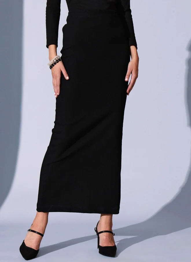 STREET 9 Black Straight Maxi Skirt for Women