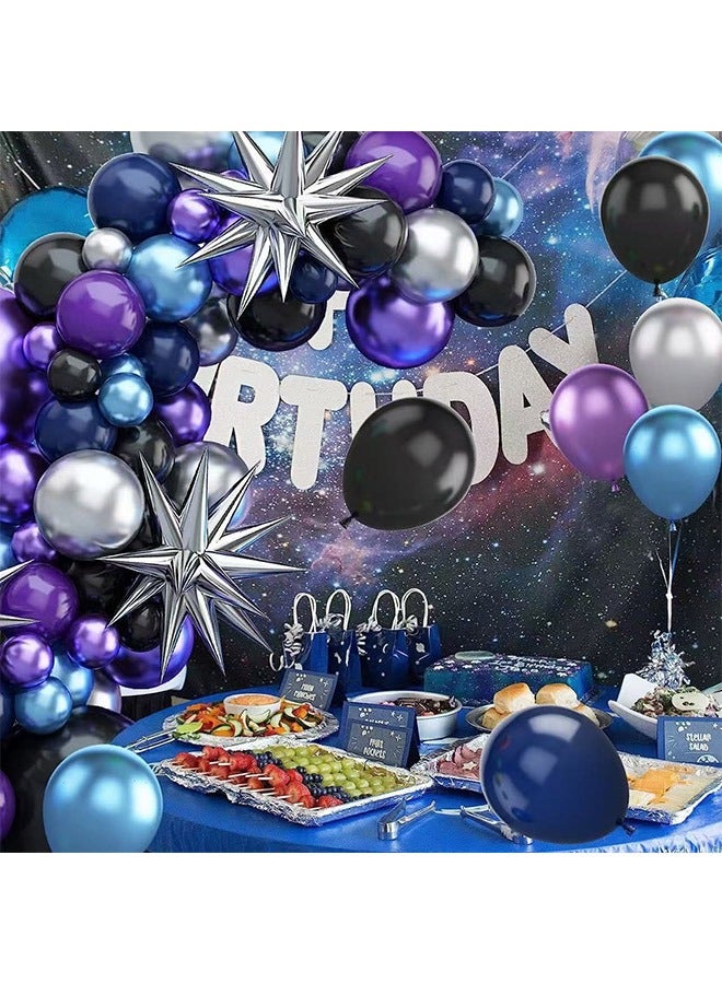 105-PCS Blue Silver Purple Latex Decorative Silver Garland Balloon Arch Garland Set - Perfect for Graduation Baby Shower Wedding Birthday Bachelorette Party Backdrop Decoration - Image 1