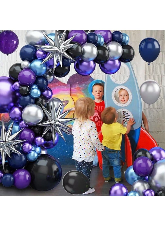 105-PCS Blue Silver Purple Latex Decorative Silver Garland Balloon Arch Garland Set - Perfect for Graduation Baby Shower Wedding Birthday Bachelorette Party Backdrop Decoration - Image 2