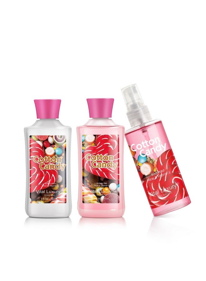 Vital Luxury Cotton Candy Bath & Body Travel Kit 3 Fl Oz Ideal Skincare Gift Home Spa Set Includes Shower Gel Body Lotion And Fragrance Mist Christmas Gifts For Your Family And Friends - Image 1