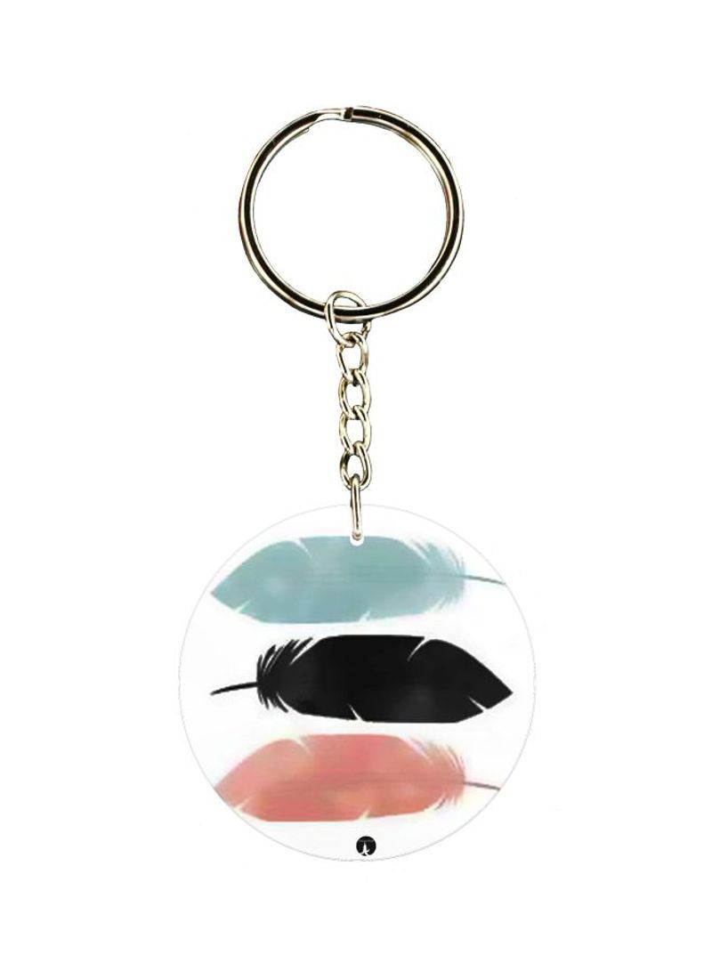 Feathers Printed Single Sided Keychain