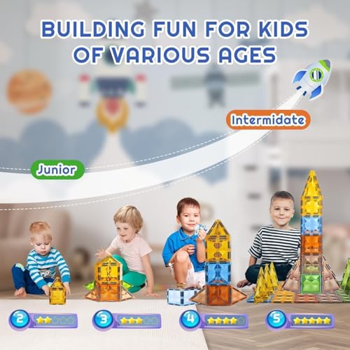 Brand Conquer Magnetic Tiles Magnetic Building Blocks for Kids 3 4 5 6 7 8 Years, Educational Learning Toys, Magnetic Toys for Kids, Learning Educational Brain Toys - 28Pcs (Magnetic Tiles) - Image 4
