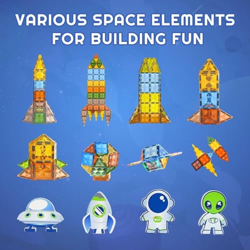 Brand Conquer Magnetic Tiles Magnetic Building Blocks for Kids 3 4 5 6 7 8 Years, Educational Learning Toys, Magnetic Toys for Kids, Learning Educational Brain Toys - 28Pcs (Magnetic Tiles) - Image 2
