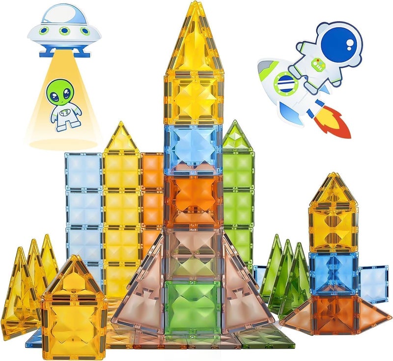 Brand Conquer Magnetic Tiles Magnetic Building Blocks for Kids 3 4 5 6 7 8 Years, Educational Learning Toys, Magnetic Toys for Kids, Learning Educational Brain Toys - 28Pcs (Magnetic Tiles) - Image 1