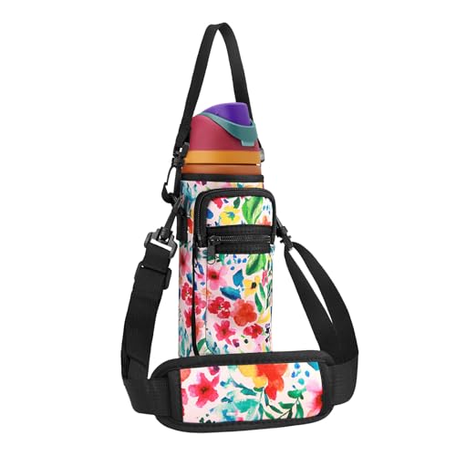 SLEILIN Neoprene Water Bottle Holder Bag with Cell Phone Pocket Compatible with Owala FreeSip 24 oz，Water Bottle Carrying Bag ，with Adjustable Shoulder Strap,for 24oz Stainless Steel Water Bottle - Image 1
