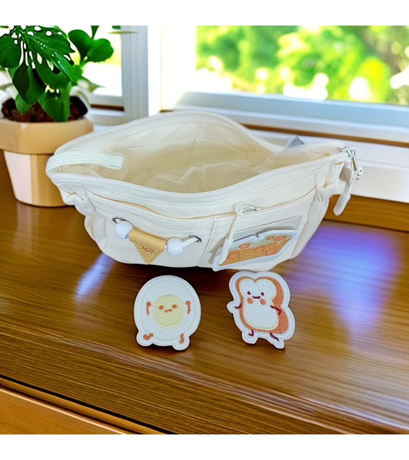 Kitchen Bread Pencil Case Fried Egg Bread Cheese Durable Nylon Large Capacity Organizer - Image 4