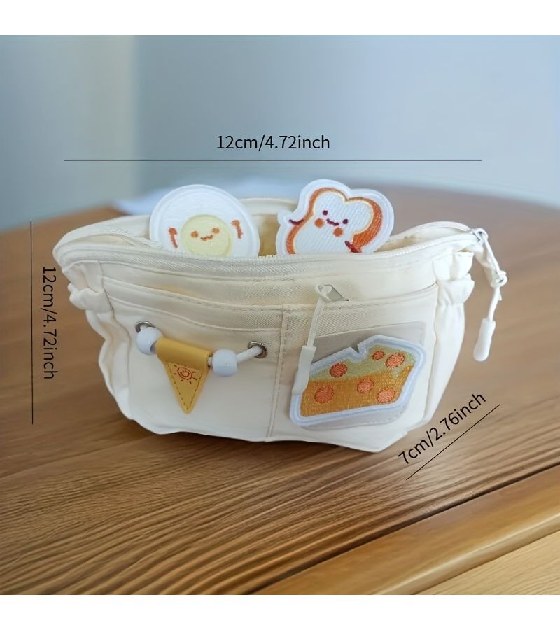 Kitchen Bread Pencil Case Fried Egg Bread Cheese Durable Nylon Large Capacity Organizer - Image 5