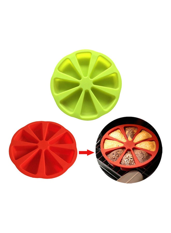 Loquat 8 Fan-Shaped Cavity Silicone Cake Pizza Slices Baking Mould Red - Image 3