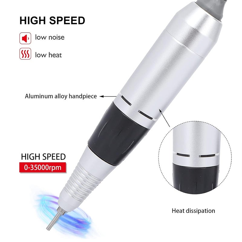YUYTE Electric Nail Drill Pen Handle Manicure Drill Replacement Handle Handpiece Manicure  Pedicure Polish Machine 35000RPM Nail Art Tool Part for Home Salonblack - Image 2