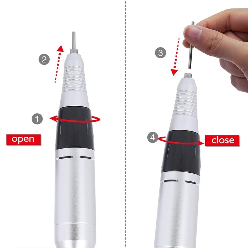 YUYTE Electric Nail Drill Pen Handle Manicure Drill Replacement Handle Handpiece Manicure  Pedicure Polish Machine 35000RPM Nail Art Tool Part for Home Salonblack - Image 4