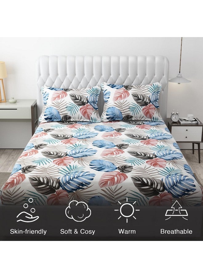 FRESH FROM LOOM Microfiber Double Bed Bedsheet For King Size Bed|Floral Design Bed Spread With 2 Pillow Covers|Wrinkle Free Hypo-Allergenic Bedsheets/Bedcover(90X95 Inches|Bbm White),144 TC - Image 5