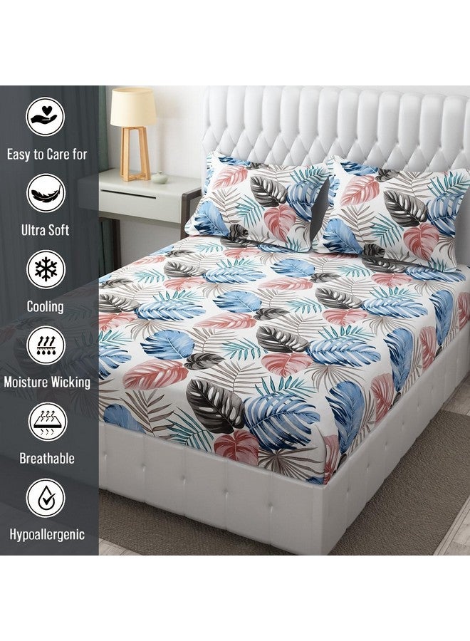 FRESH FROM LOOM Microfiber Double Bed Bedsheet For King Size Bed|Floral Design Bed Spread With 2 Pillow Covers|Wrinkle Free Hypo-Allergenic Bedsheets/Bedcover(90X95 Inches|Bbm White),144 TC - Image 4
