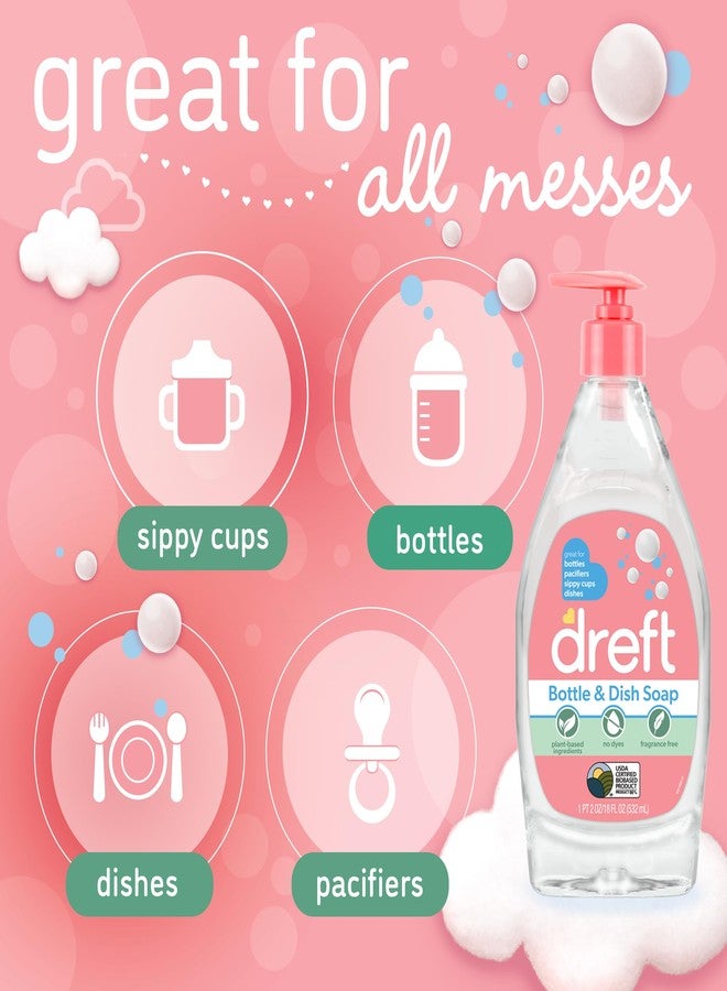 DREFT Bottle and Dish Soap | Made to Clean Baby Bottles, Sippy Cups, Pacifiers, Breast Pumps, & More | Gently Removes Milk Film & Odors | Plant Based, Fragrance Free Dish Soap | 18 Fl Oz (Pack of 3) - Image 4