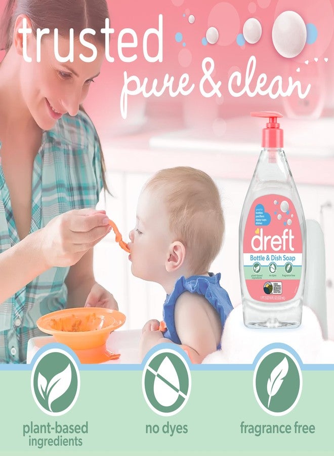 DREFT Bottle and Dish Soap | Made to Clean Baby Bottles, Sippy Cups, Pacifiers, Breast Pumps, & More | Gently Removes Milk Film & Odors | Plant Based, Fragrance Free Dish Soap | 18 Fl Oz (Pack of 3) - Image 2