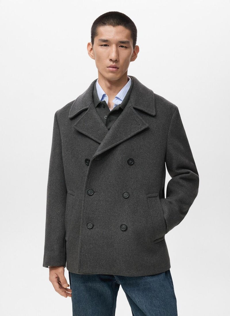 Mango Man Wool double-breasted coat with buttons - Image 1
