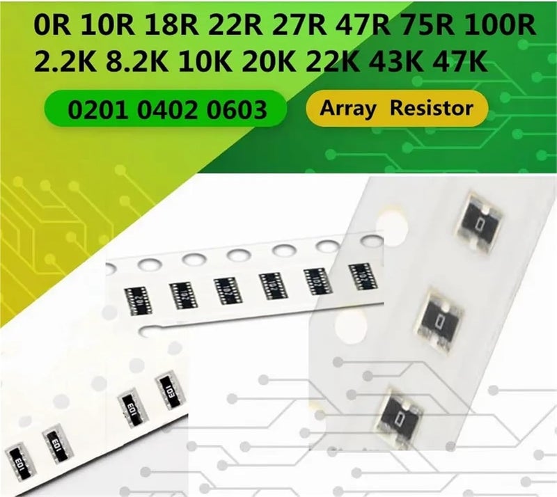50PCS 0201 0402 0603 Array 2P2R 5P2R 16P8R 0R 10R 18R 22R 27R 47R 75R 100R 2.2K 8.2K 10K 20K 22K 43K 47K Exclusion Resistor(0402X2 4PIN 22R) - Image 3
