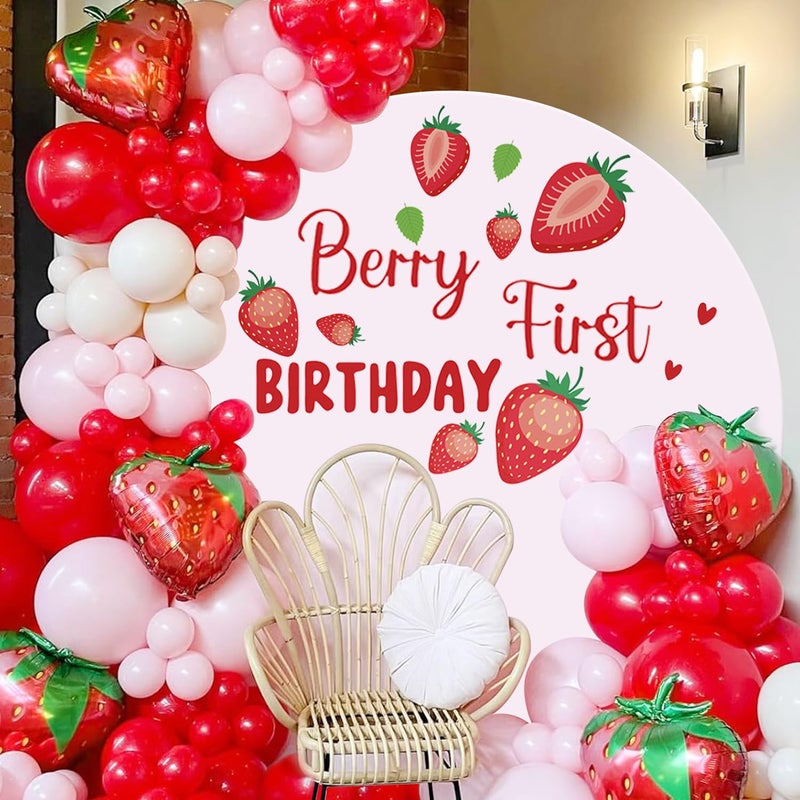 Newleafly Berry First Birthday Stickers Decorations - Removable Red Strawberry Arch Stickers, Backdrop Decals, Sweet Strawberry 1st Birthday Decorations for Girls (Berry Decal) - Image 3