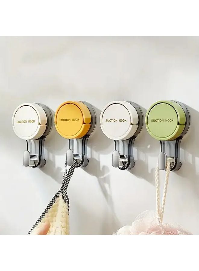 4 Pcs Self Adhesive Towel Rack With Suction Cup Hooks Yellow White Green - Image 3