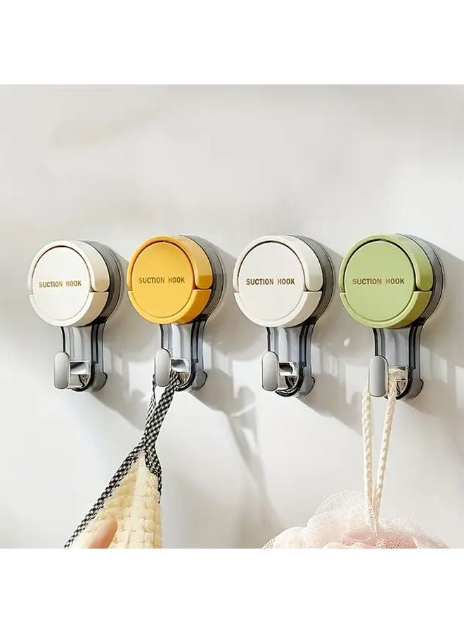 4 Pcs Self Adhesive Towel Rack With Suction Cup Hooks Yellow White Green - Image 1