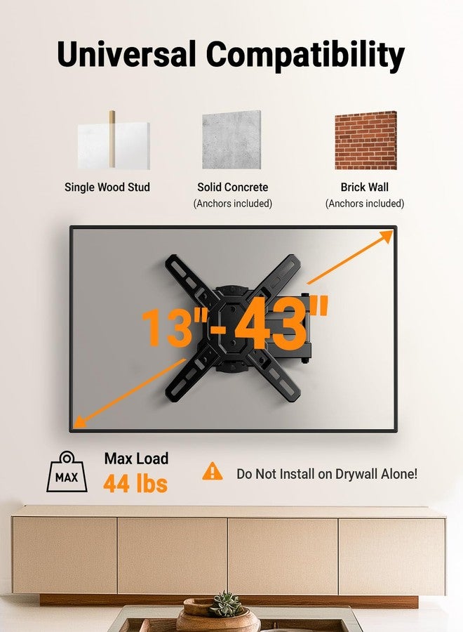 Perlegear Full Motion TV Wall Mount Bracket for Most 13-42 Inch LED LCD Flat Curved Screen TVs & Monitors, Swivel Tilt Extension Rotation with Articulating Arms, Max VESA 200x200mm up to 44lbs - Image 2