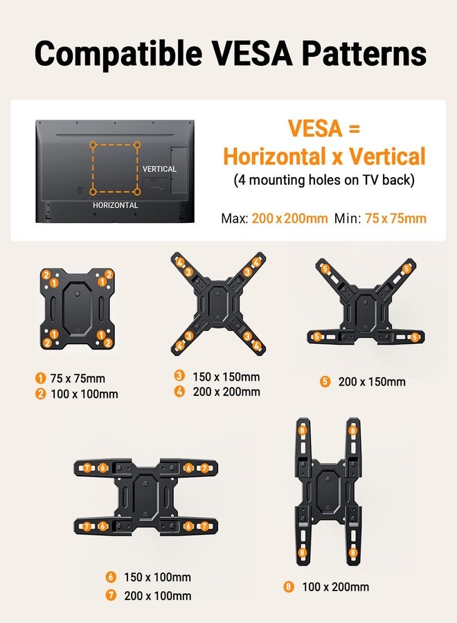 Perlegear Full Motion TV Wall Mount Bracket for Most 13-42 Inch LED LCD Flat Curved Screen TVs & Monitors, Swivel Tilt Extension Rotation with Articulating Arms, Max VESA 200x200mm up to 44lbs - Image 3