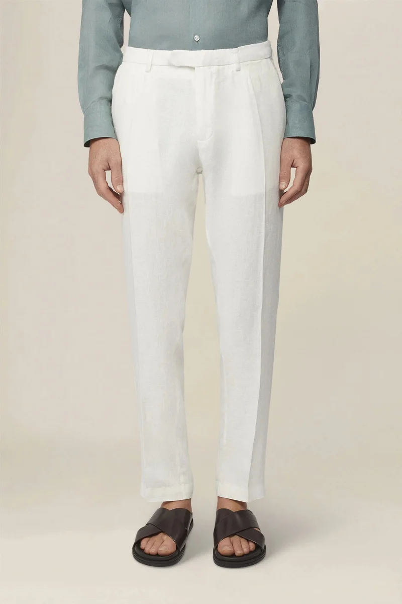 دوبل غانغر Men's trousers in 100% linen - White