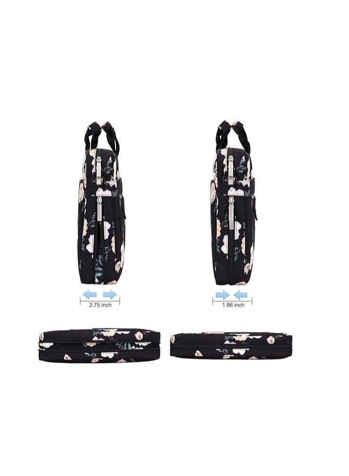 MOSISO Laptop Shoulder Bag Compatible with MacBook Air 15 inch M2 A2941 2023/Pro 16 2023-2019 M2 A2780 M1 A2485 A2141,15-15.6 inch Notebook, Camellia Sleeve with Adjustable Depth at Bottom, Black - Image 2