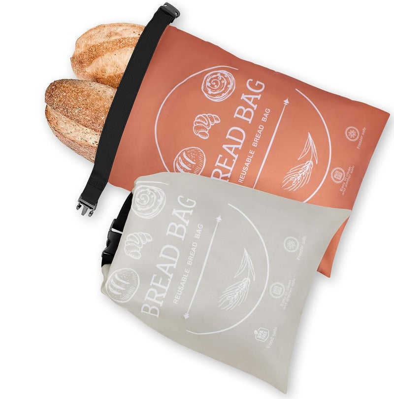 Bread Bags for Homemade Beeswax Reusable Bread Bag for Sourdough 2Pack Large Reusable Waxed Food Storage Bag to Keep Sourdough Fresh FreezerSafe EcoFriendly OrangeGrey