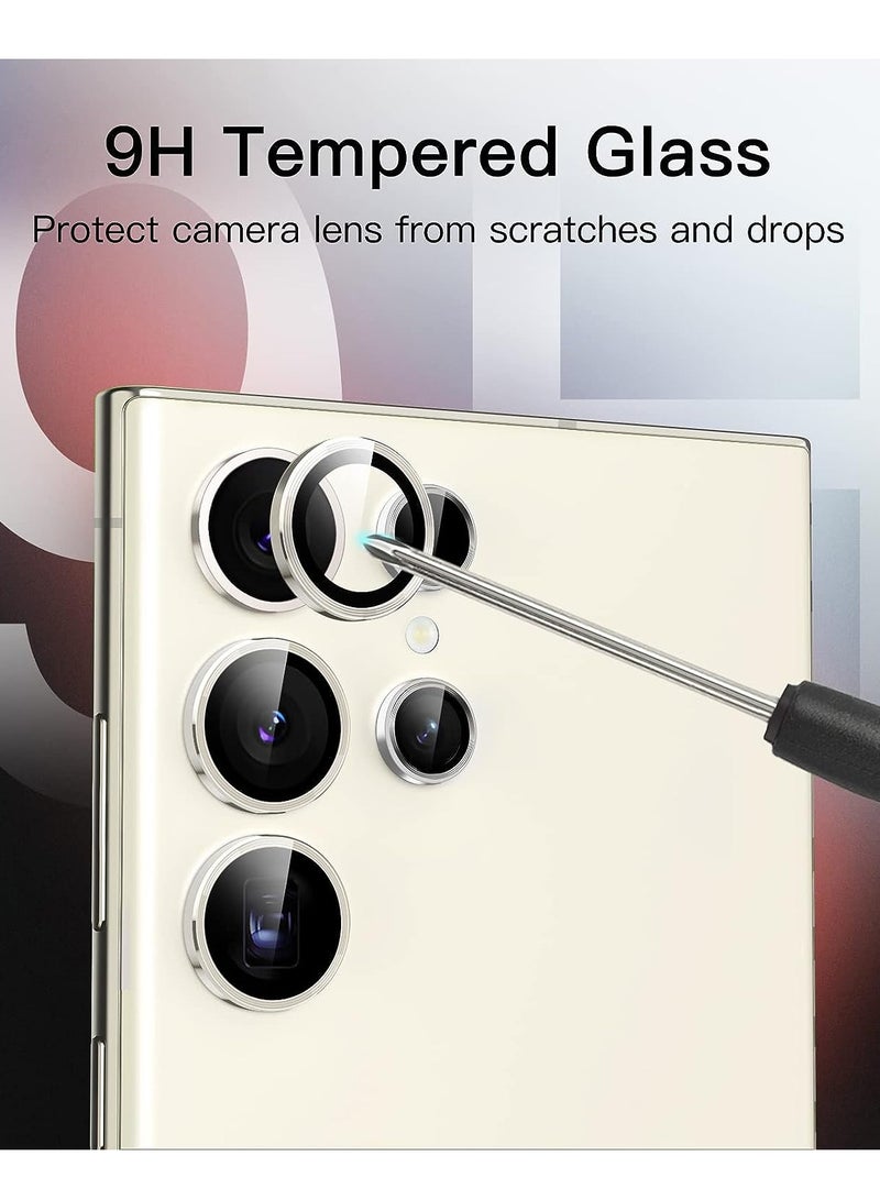ELTRAZONE Camera Lens Protector for Samsung Galaxy S23 Ultra 5G 6.8-Inch, 9H Tempered Glass Metal Individual Ring Cover, Easy Installation Tray, HD Clear, Set of 5 (Cream) - Image 4