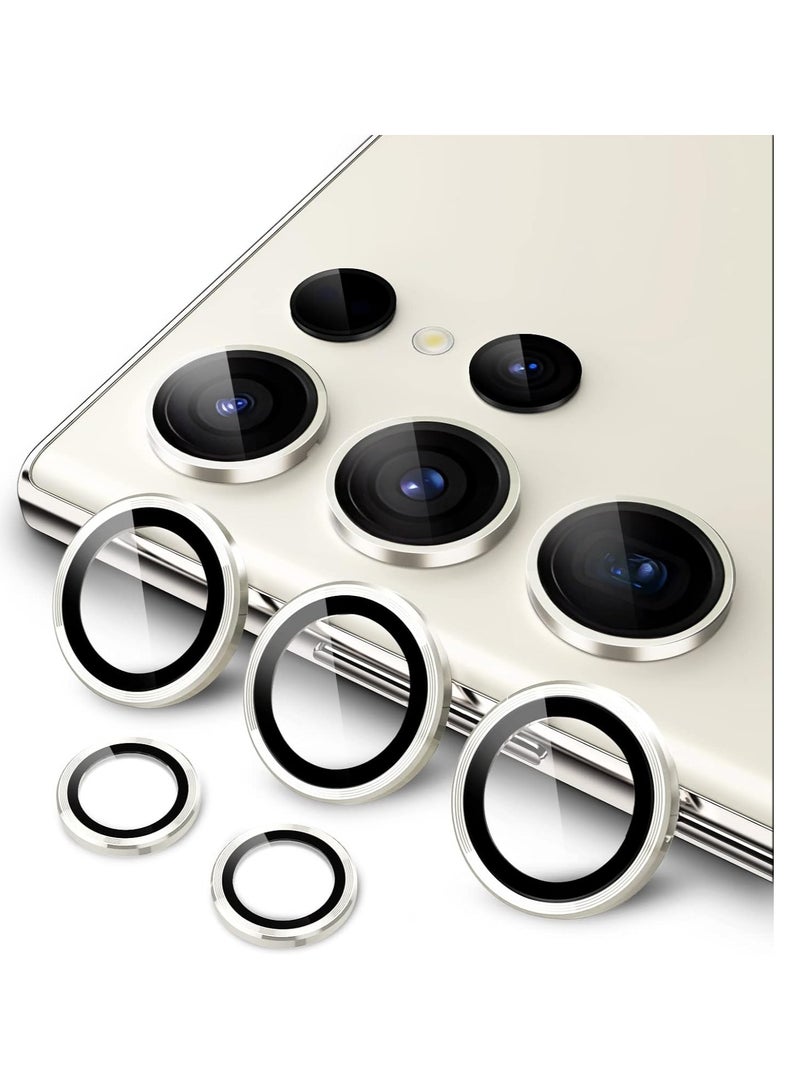 ELTRAZONE Camera Lens Protector for Samsung Galaxy S23 Ultra 5G 6.8-Inch, 9H Tempered Glass Metal Individual Ring Cover, Easy Installation Tray, HD Clear, Set of 5 (Cream) - Image 1